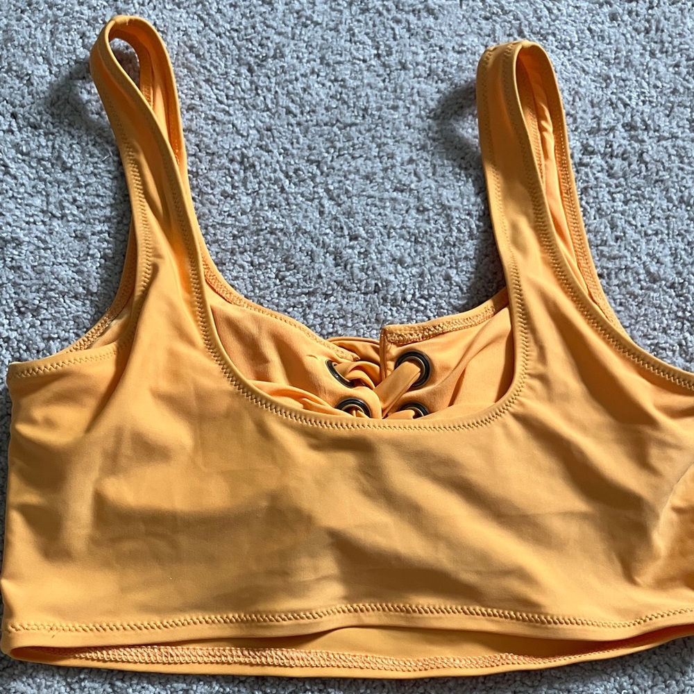 Aerie Scoop Bathing Suit Bikini Top Orange S - Picture 3 of 5